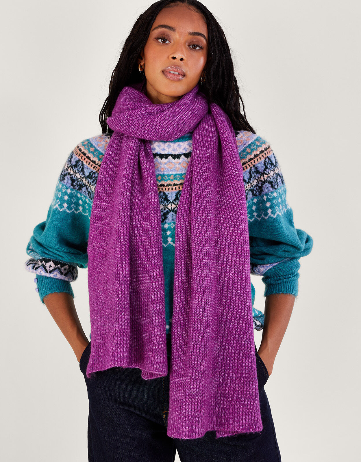 Super Soft Knit Scarf with Recycled Polyester Purple
