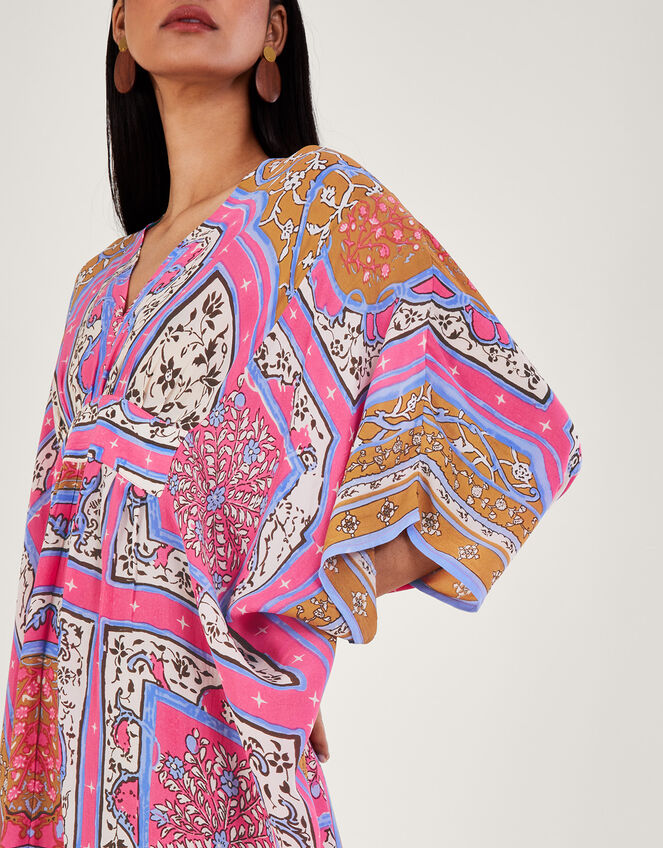 One Hundred Stars Indian Summer Maxi Kaftan, Pink (PINK), large