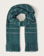 Sequin Stripe Boucle Scarf, Blue (NAVY), large