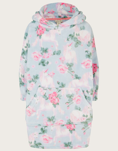 Unicorn Roses Oversized Hoodie, Blue (BLUE), large