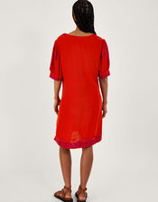 Chrissy Embroidered Tunic Dress, Orange (ORANGE), large