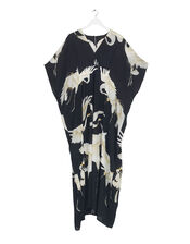 One Hundred Stars Stork Print Maxi Kaftan, Black (BLACK), large