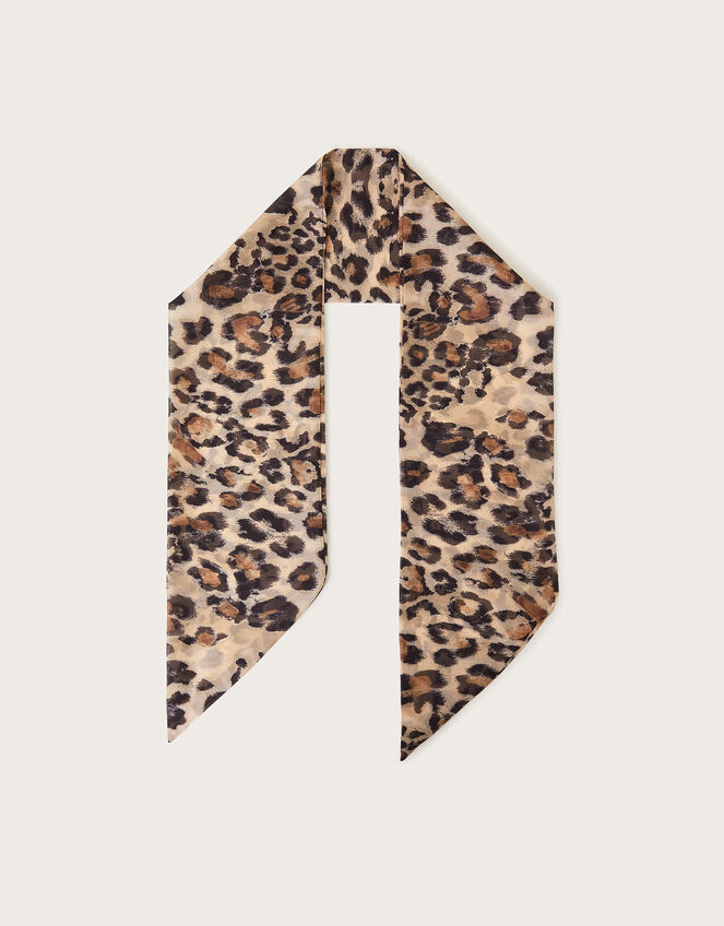 Leopard Print Hair Scarf, Brown (BROWN), large