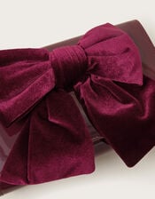 Paige Velvet Bow Patent Clutch Bag, Red (BURGUNDY), large