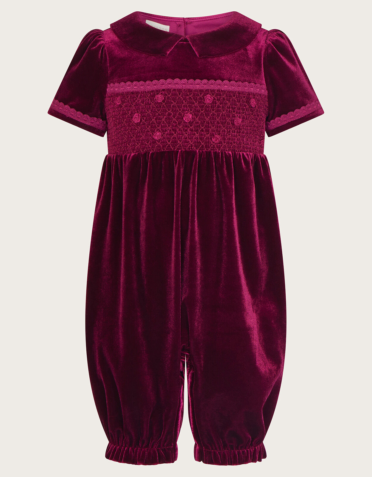 Baby Velvet Smock Romper Red | Baby Girl Dresses | Monsoon Global.