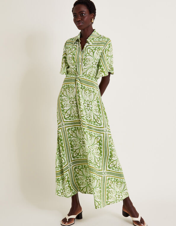 Emilia Print Midi Shirt Dress, Green (GREEN), large