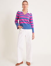 Shay Stripe Collared Jumper, Pink (PINK), large