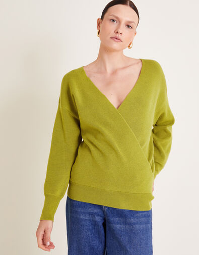 Wiley Wrap Sweater, Green (GREEN), large