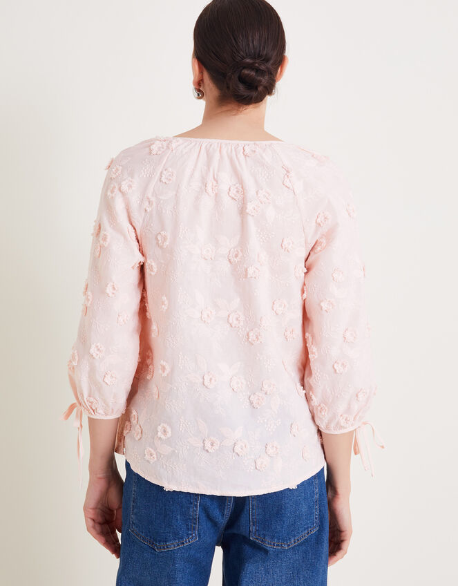 Ivy Floral Embroidered Blouson Blouse, Pink (SOFT PINK), large