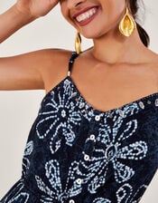 Batik Dye Flower Jumpsuit, Blue (NAVY), large