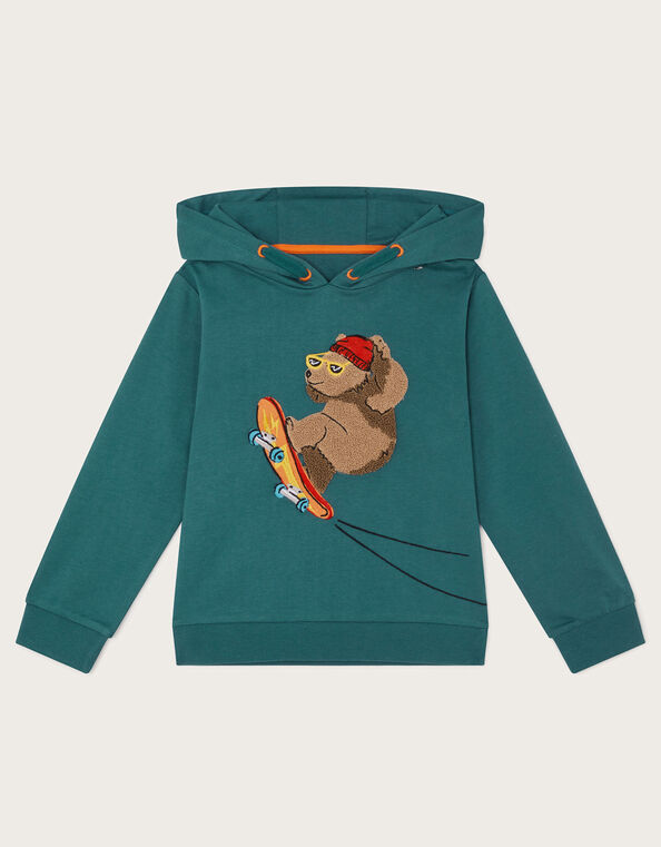 Skateboard Bear Hoodie, Teal (TEAL), large