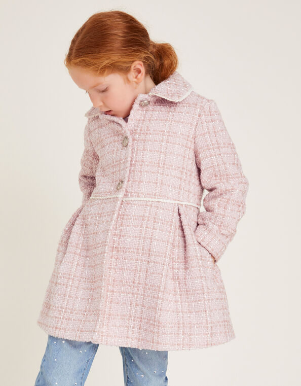 Tweed Collar Coat, Pink (PINK), large