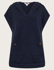 Hooded V-Neck Sweater Vest, Blue (NAVY), large