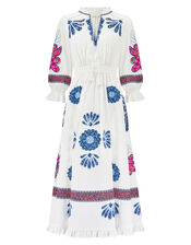 East Embroidered Dress, White (WHITE), large