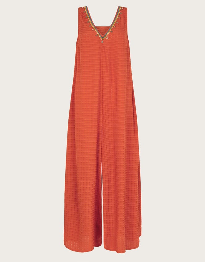 Hazel Embellished Wide Leg Jumpsuit, Orange (RUST), large