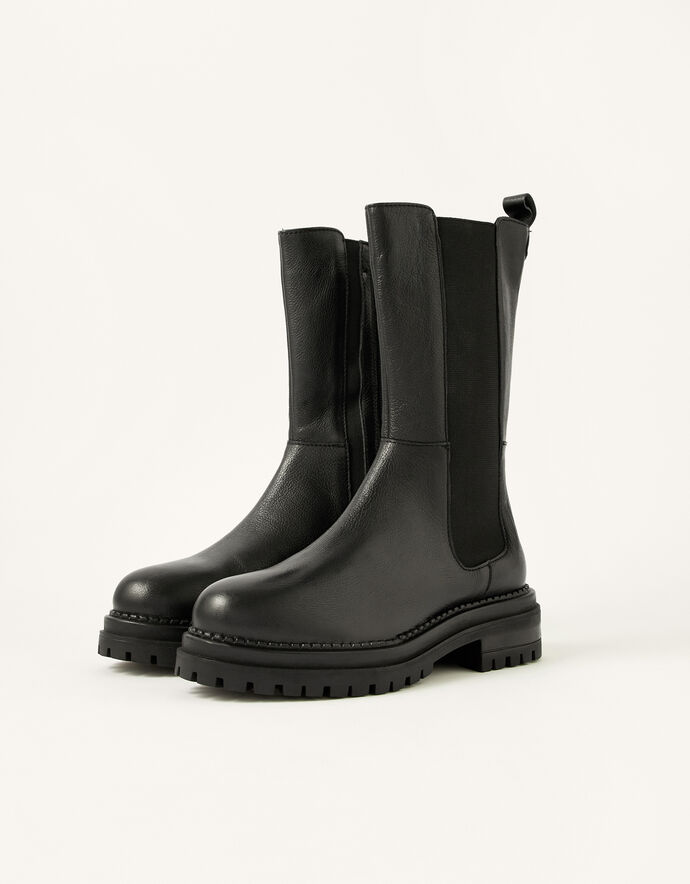 Saphira Stomper Leather Boots Black | Women's Shoes | Monsoon Global.