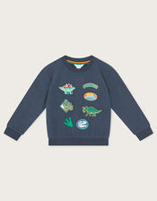 Dinosaur Badge Sweatshirt, Blue (NAVY), large