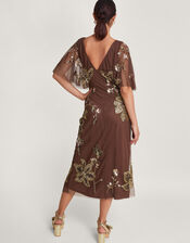 Fia Floral Embellished Dress, Brown (BROWN), large