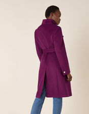 Rita Wrap Collar Long Coat , Purple (PURPLE), large