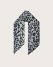 Leopard Print Hair Scarf, Gray (GREY), large