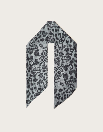 Leopard Print Hair Scarf, Grey (GREY), large