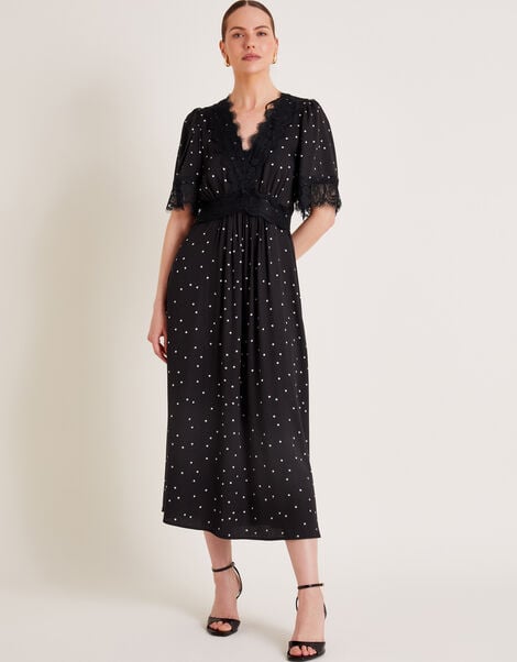 Clea Spot Dress, Black (BLACK), large