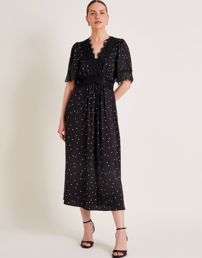 Clea Spot Dress, Black (BLACK), large