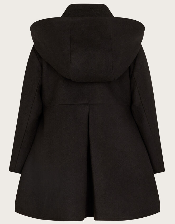 Collar Hooded Coat, Black (BLACK), large