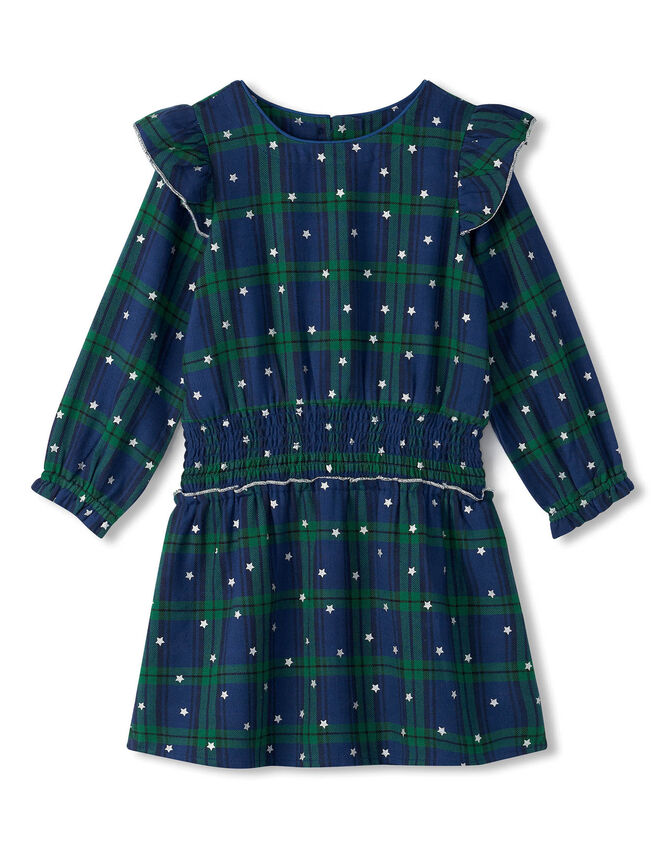 Hatley Tartan Smock Dress, Blue (NAVY), large