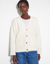 Vicki V-Neck Cardigan, Cream (CREAM), large