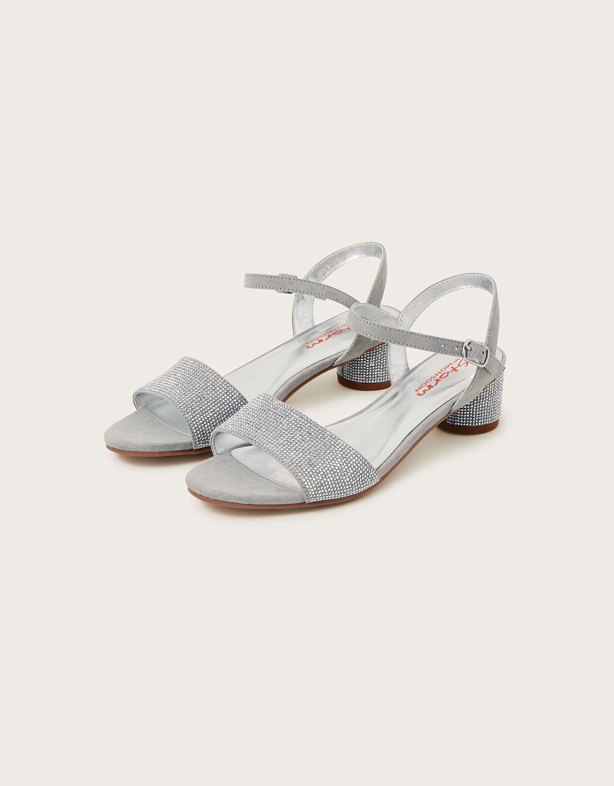 Silver Eleanor Sandal with a Short Heel 4380