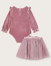 Baby Velour Romper and Tutu Set, Pink (PINK), large