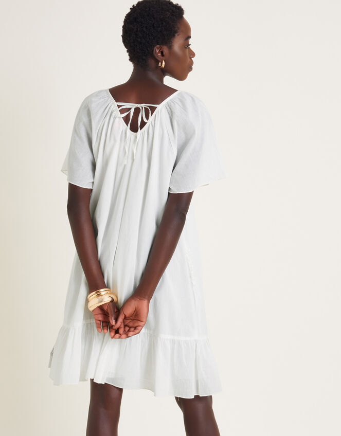 Cynthia Embroidered Short Sleeve Mini Dress, White (WHITE), large