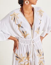 Jasmine Embroidered Kaftan Maxi Dress, White (WHITE), large