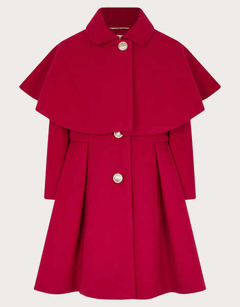 Detachable Cape Collared Coat, Red (RED), large