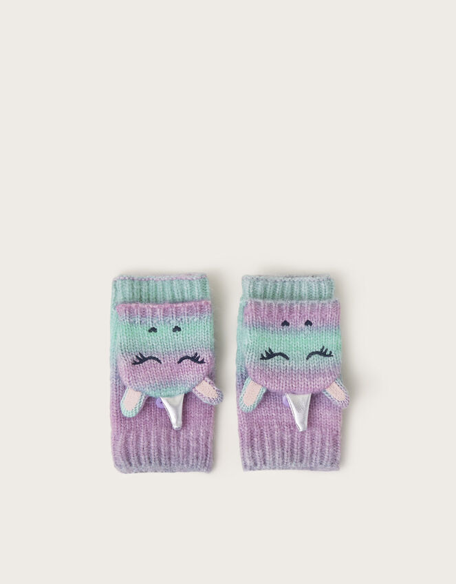 Ombre Knit Unicorn Mittens, Multi (MULTI), large