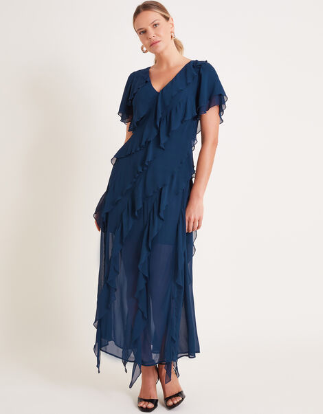 Renata Ruffle Maxi Dress, Blue (NAVY), large