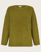 Luci Longline Jumper, Green (OLIVE), large